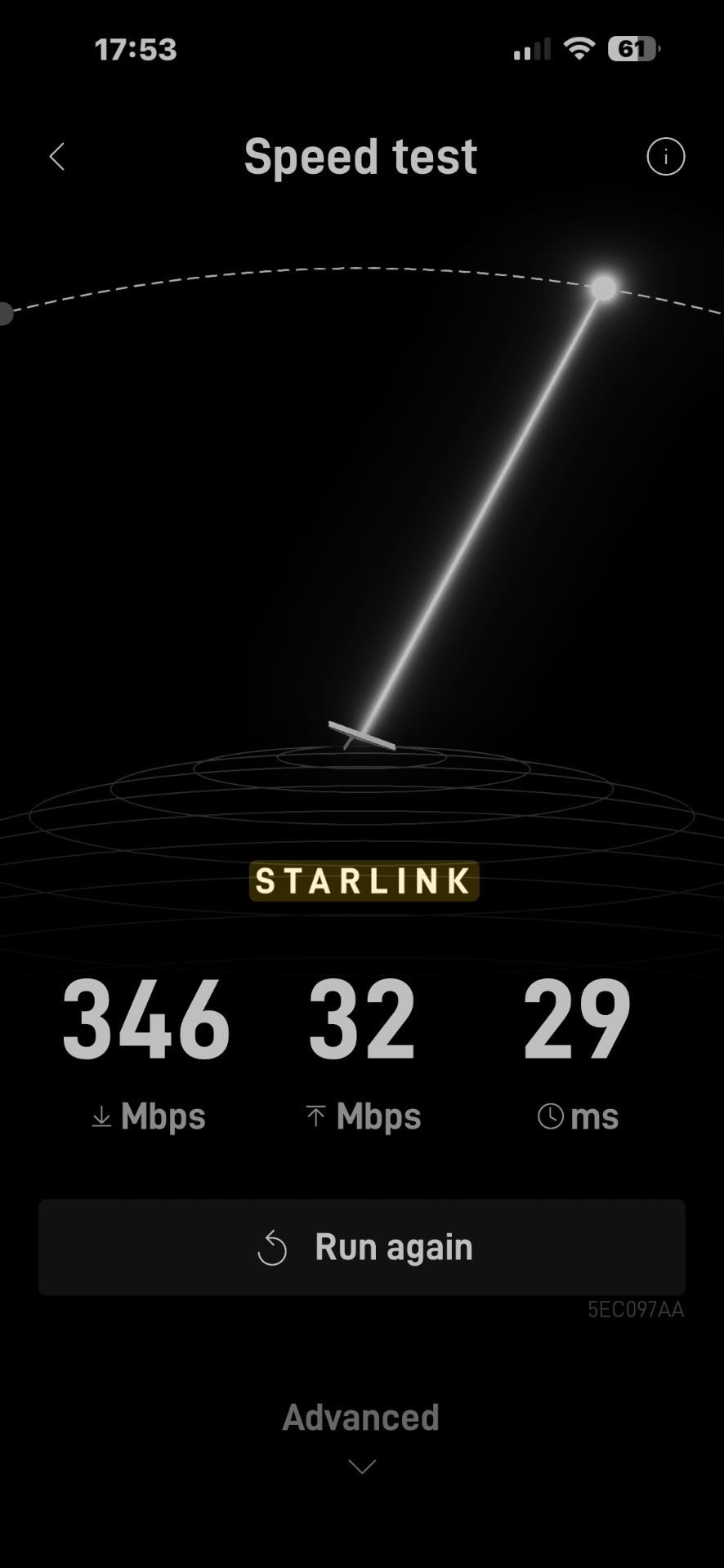 Speedtest screenshot — 346 Mbps