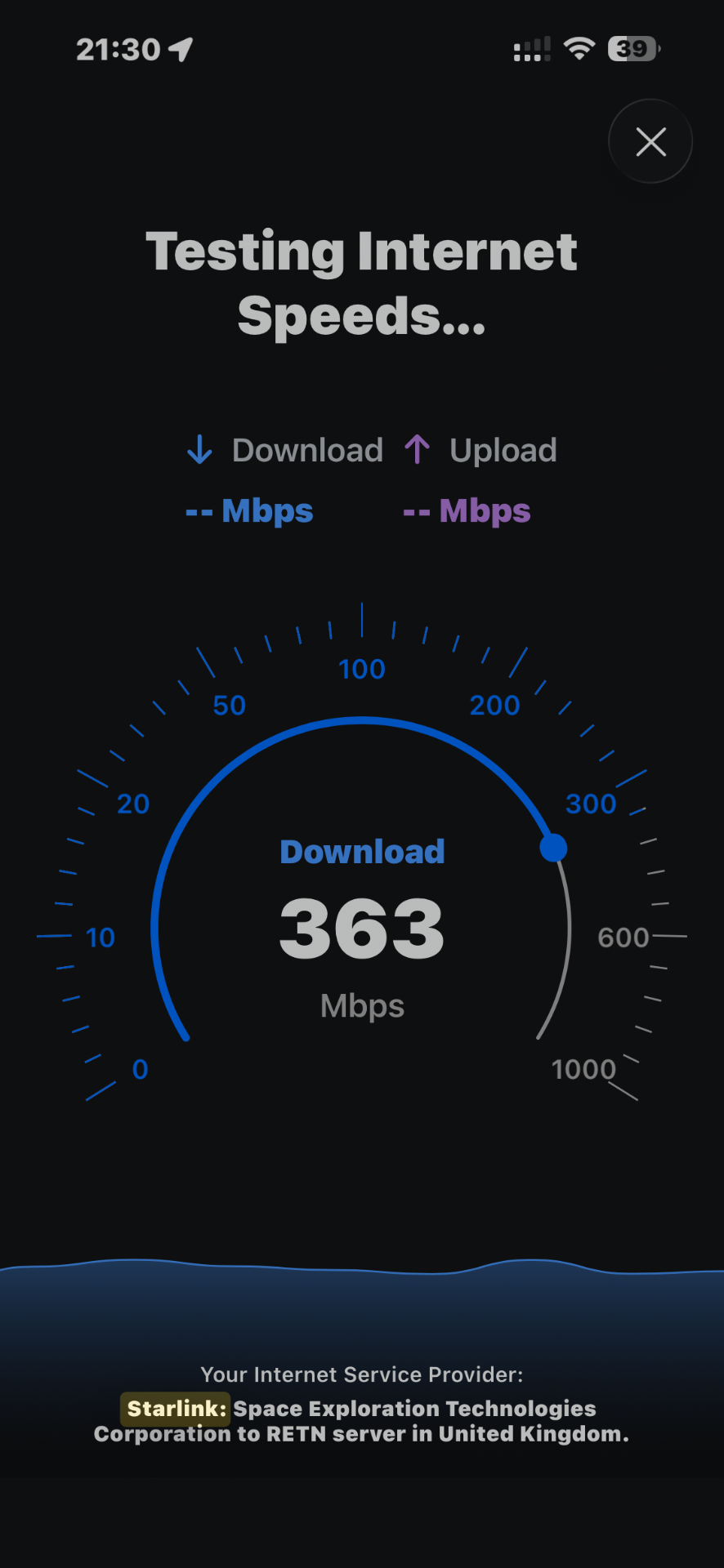 Speedtest screenshot — 363 Mbps